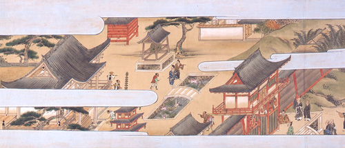 『西山良峯寺縁起』参詣者の訪れる境内
